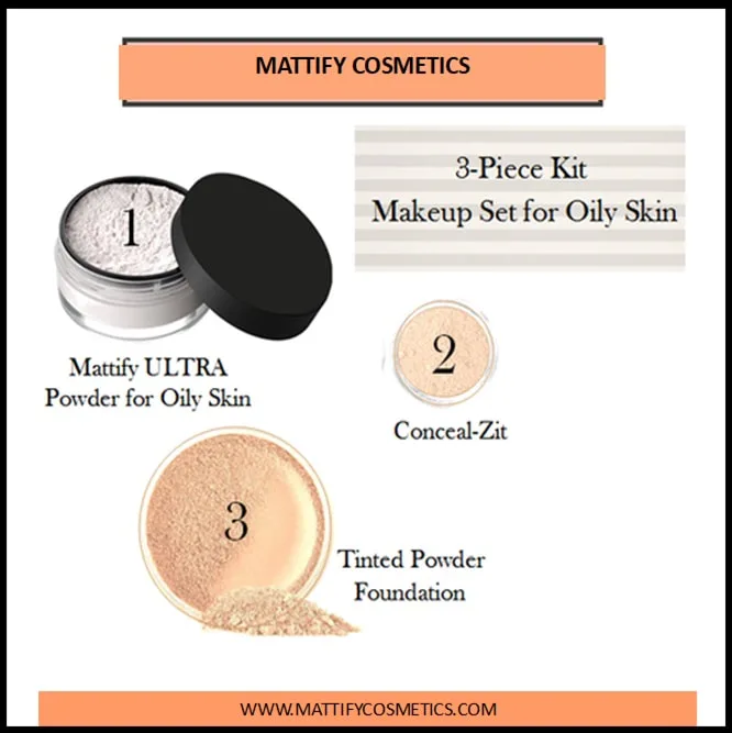 products for oily skin by mattify cosmetics all natural foundation for acne prone skin ultra matte powder primer plus concealer full makeup kit 