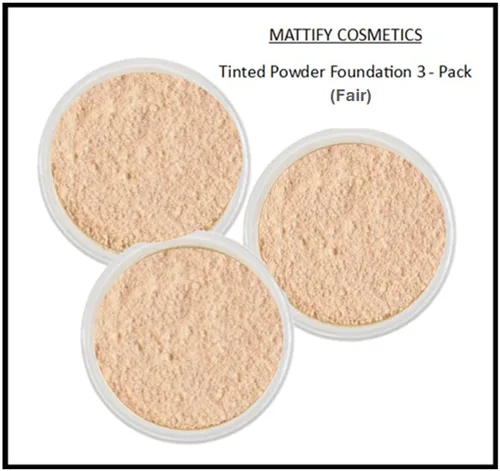 Mattify Cosmetics Vegan Makeup Tinted Powder Foundation for Oily Skin in Fair Skin Tones. Ideal for those looking to control oil and minimize pores.
