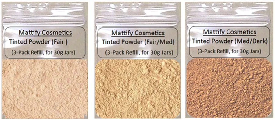 The best matte foundation for oily skin, by Mattify Cosmetics Vegan Makeup. Oil-control powder that looks natural and blurs pores. A 3-pack refill for 30 gram sifter jars. Select from Fair, Medium, or Dark skin tones.