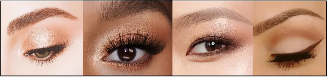 looks that can be created using shimmery brown eye shadow flesh toned eyeshadow sparkly neutral glamorous eyes mattify cosmetics long lasting makeup