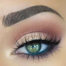 shimmery nude eye shadow champagne teal blue green liner mattify cosmetics vegan makeup